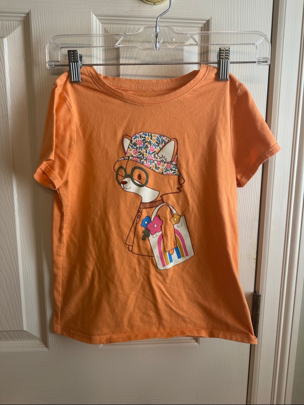 Cat & Jack Orange Fox Graphic Tee with Floral Hat